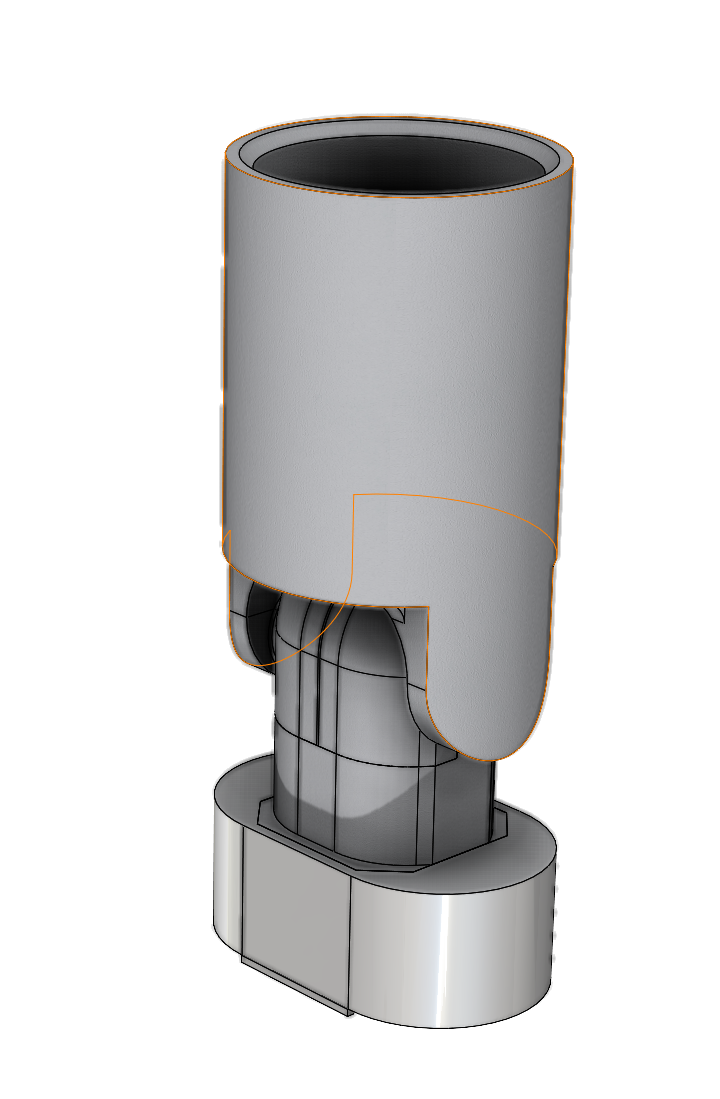 Cut-out CAD render of a Light-IT spot from the front