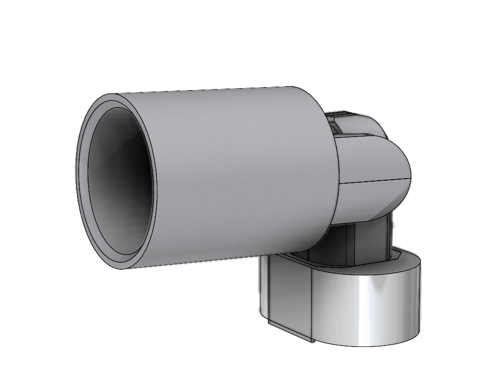 Cut-out CAD render of a Light-IT spot from the side