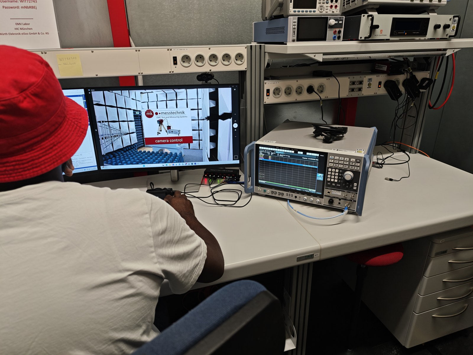Measurement setup during EMC testing