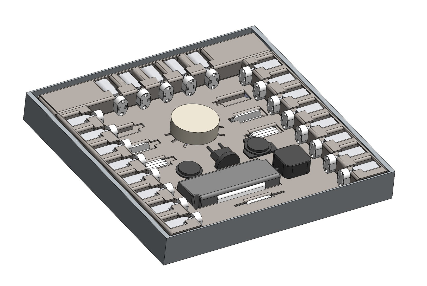 CAD view of a Light-IT cardboard package with components